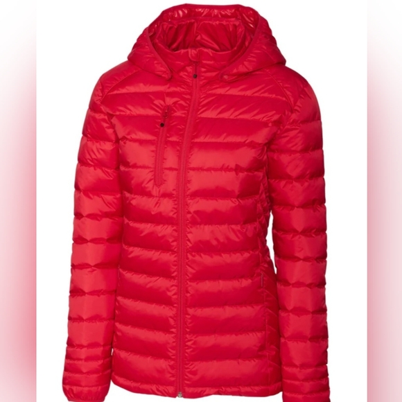 clique Jackets & Blazers - Vibrant Red Hooded Puffer Jacket